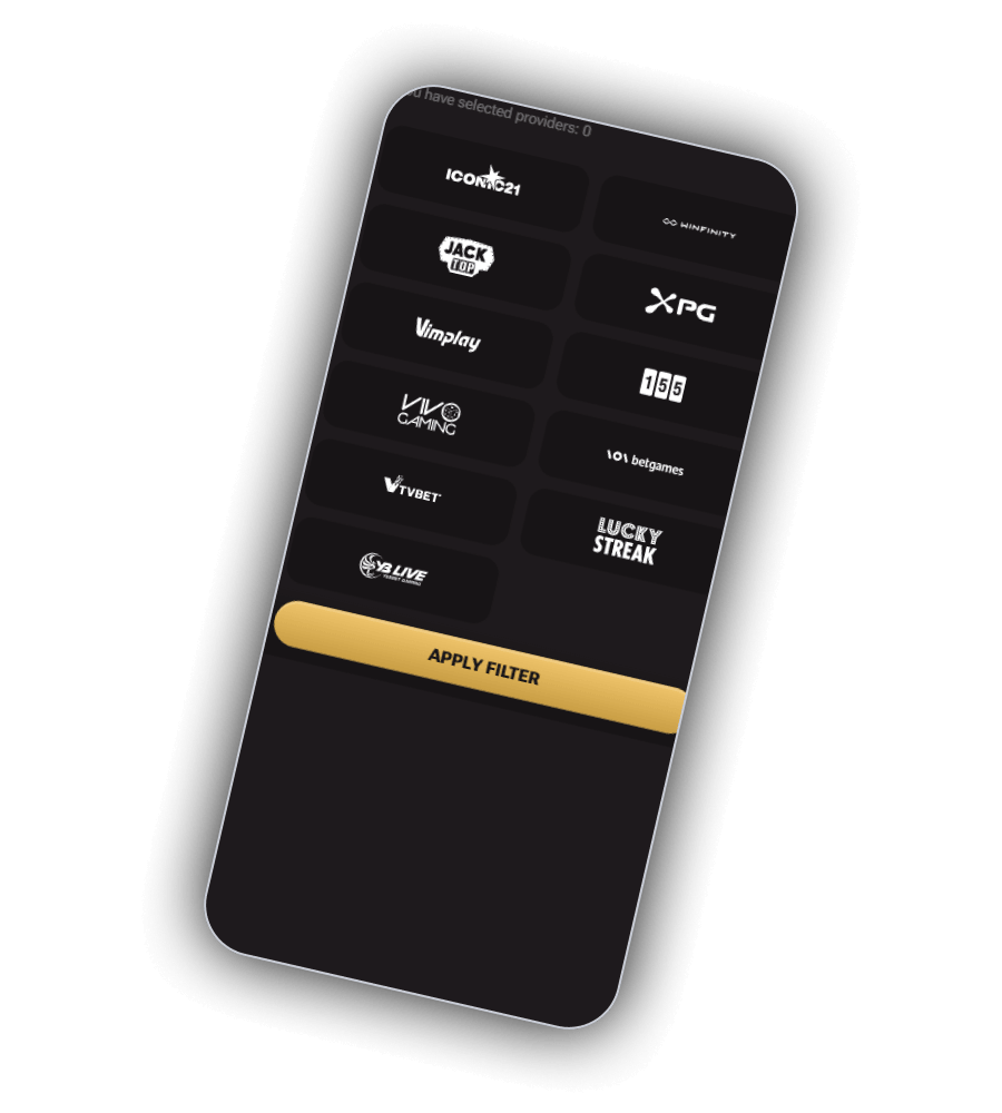 Lucki studio filter with live and slot suppliers listed for selection